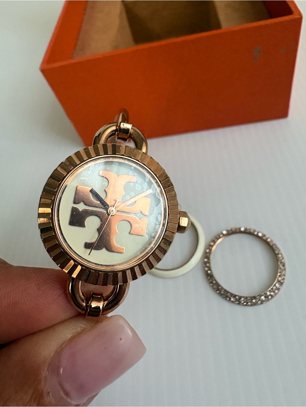 Tory Burch The Miller Rose Gold Stainless Steel Bangle Bracelet Watch TBW6015